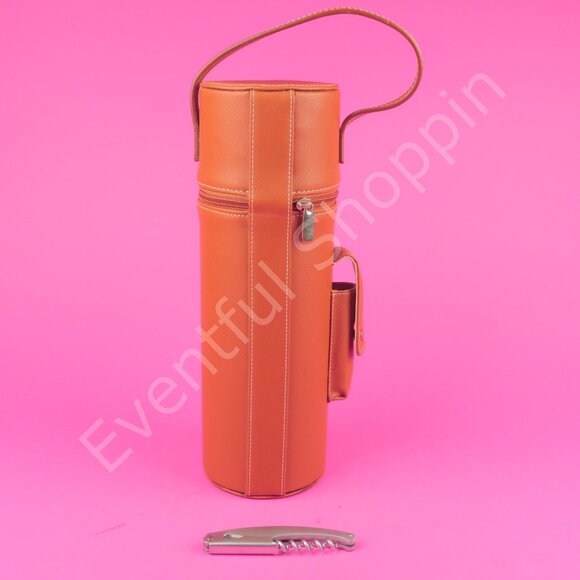 British American Tobacco Wine Holder Brown Leather With Wine Key Corkscrew Blade